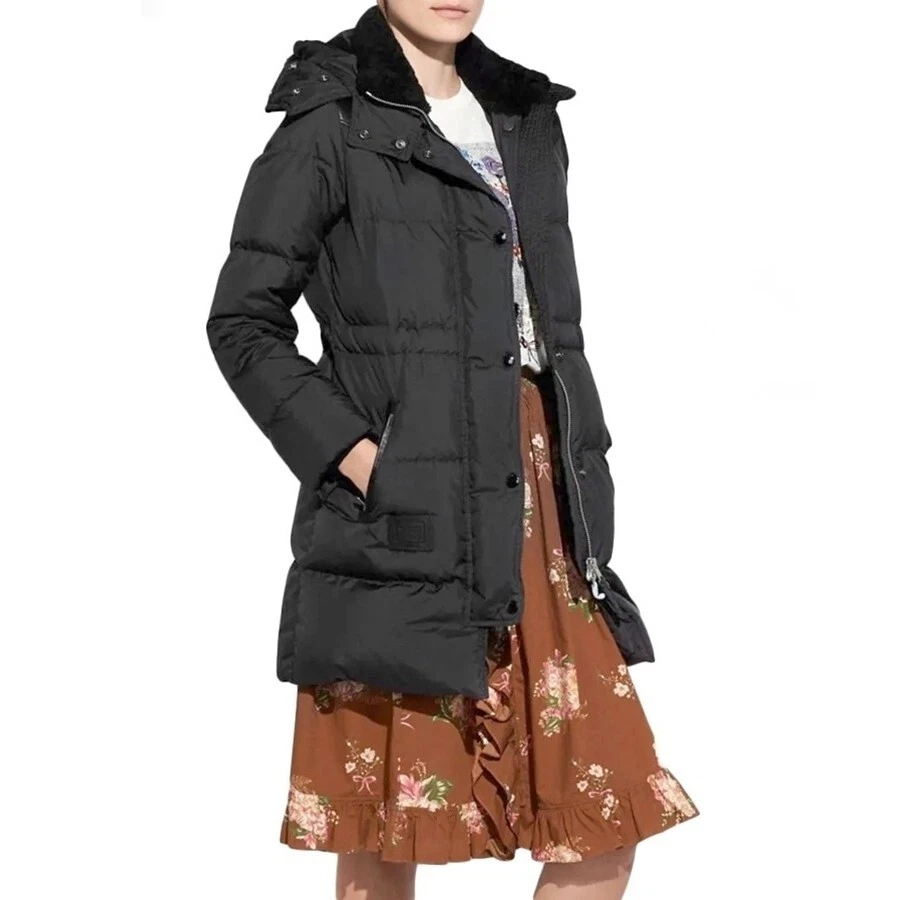 Piumino Coach Shearling nuovo con etichette nero US 2