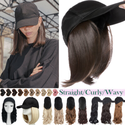 Distressed Baseball Hat Wig with Long Wavy Hair, Adjustable Vintage Cap Wig Baseball Cap Hair Wave Curly Hairstyle Adjustable Wig Hat  main image 3