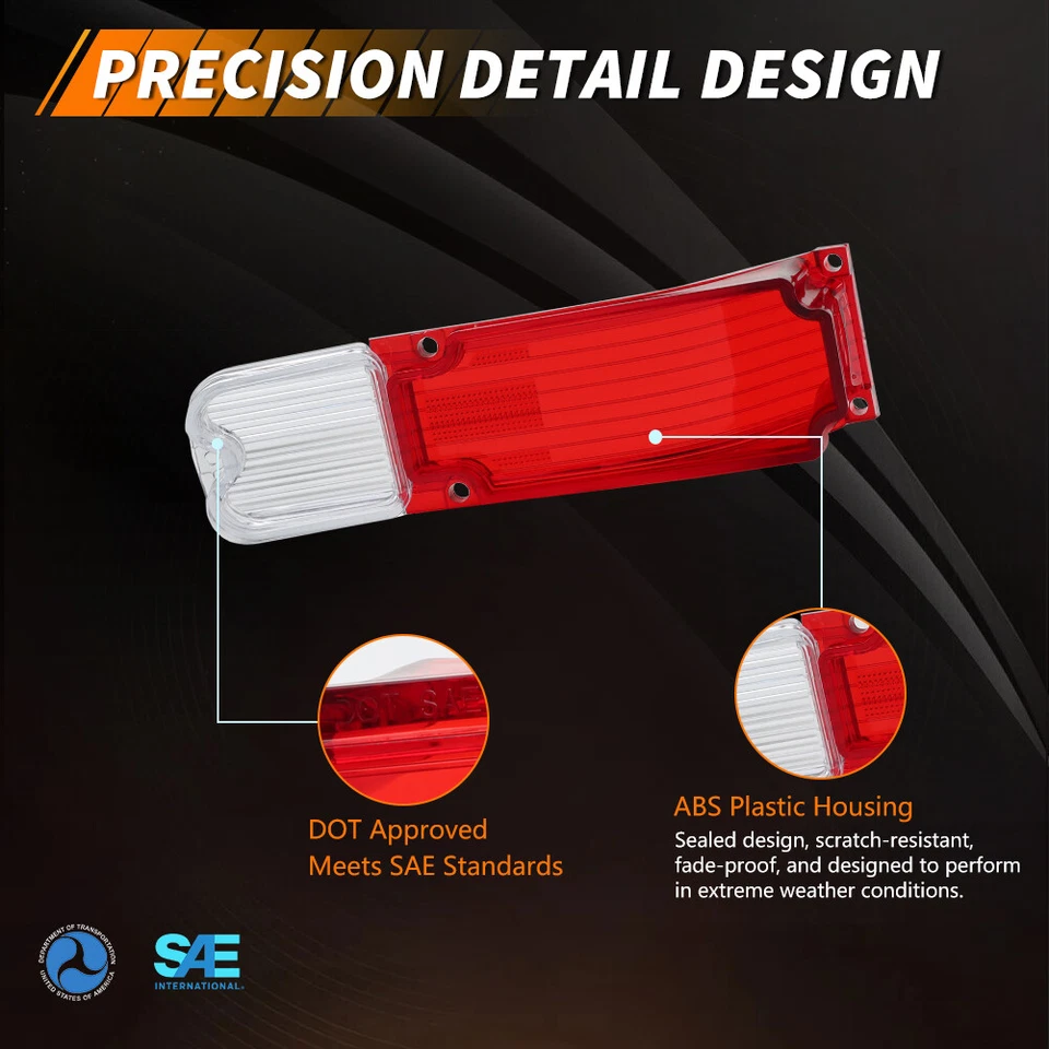 2X Red & ClearTail Light Lens Backup Lamp Lens For 1966 Chevy Chevelle & Malibu - Image 4 of 4