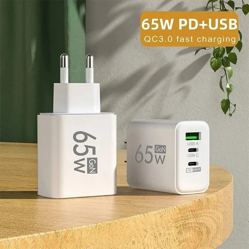 Caricabatterie-Iphone- Xiaomi- USB tipo C e USB- 65W-BIANCO - Immagine 4 di 4
