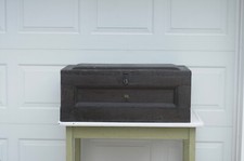 Antique Hand Made Primitive Folk Art Wooden Trunk Carpenters Tool Box Chest