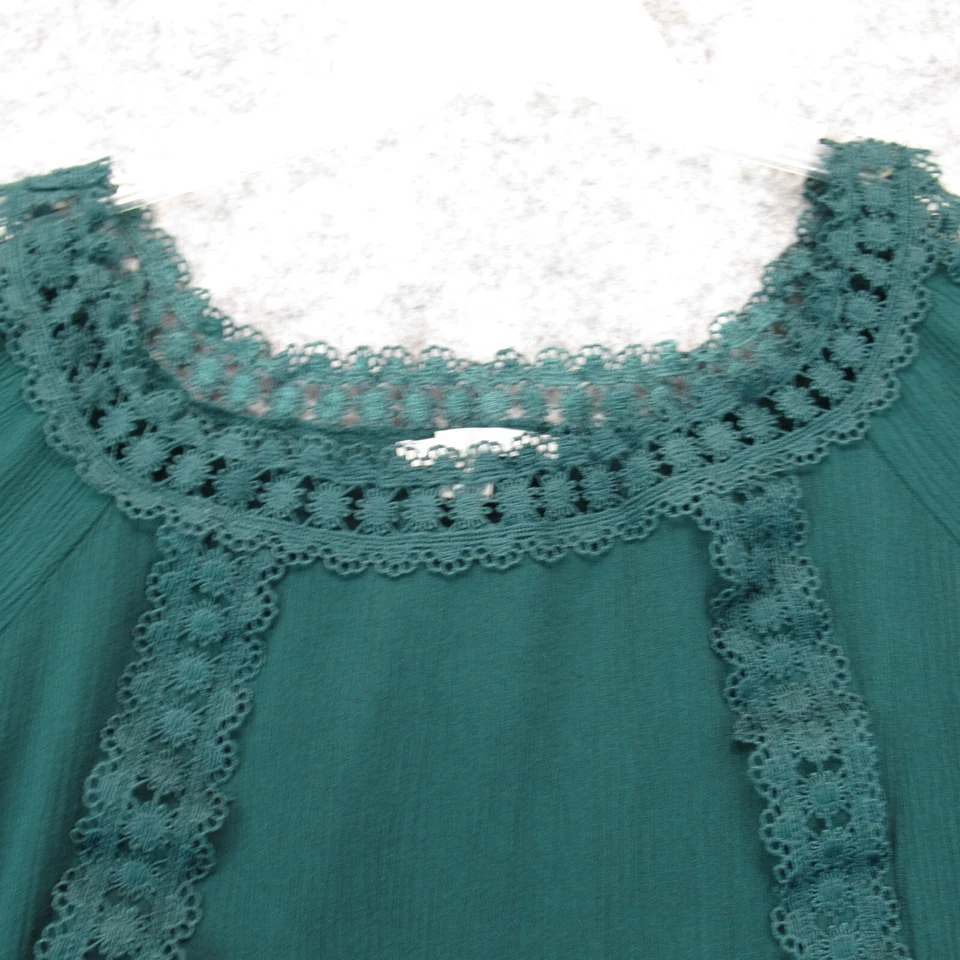 Camisa pulóver informal Valerie Stevens para mujer 2X verde manga larga ganchillo Foto 3 de 4