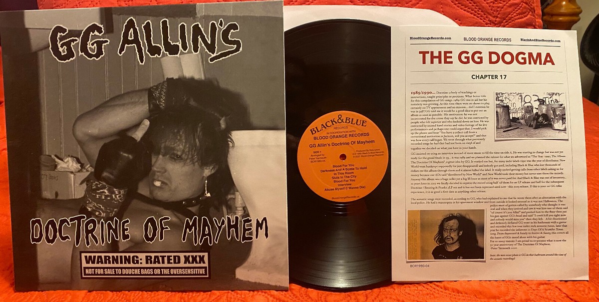 GG Allin Doctrine Of Mayhem 2022 LP BOR Official BnB BOR Reissue