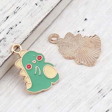 Green Dinosaur Enamel Zinc Alloy Charm 24mm x 17mm 