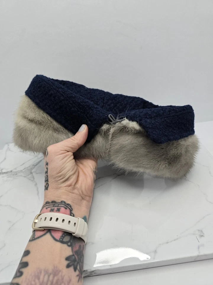 vintage años 60 | MCM azul marino crema piel real maximalista cuello desmontable Foto 2 de 4