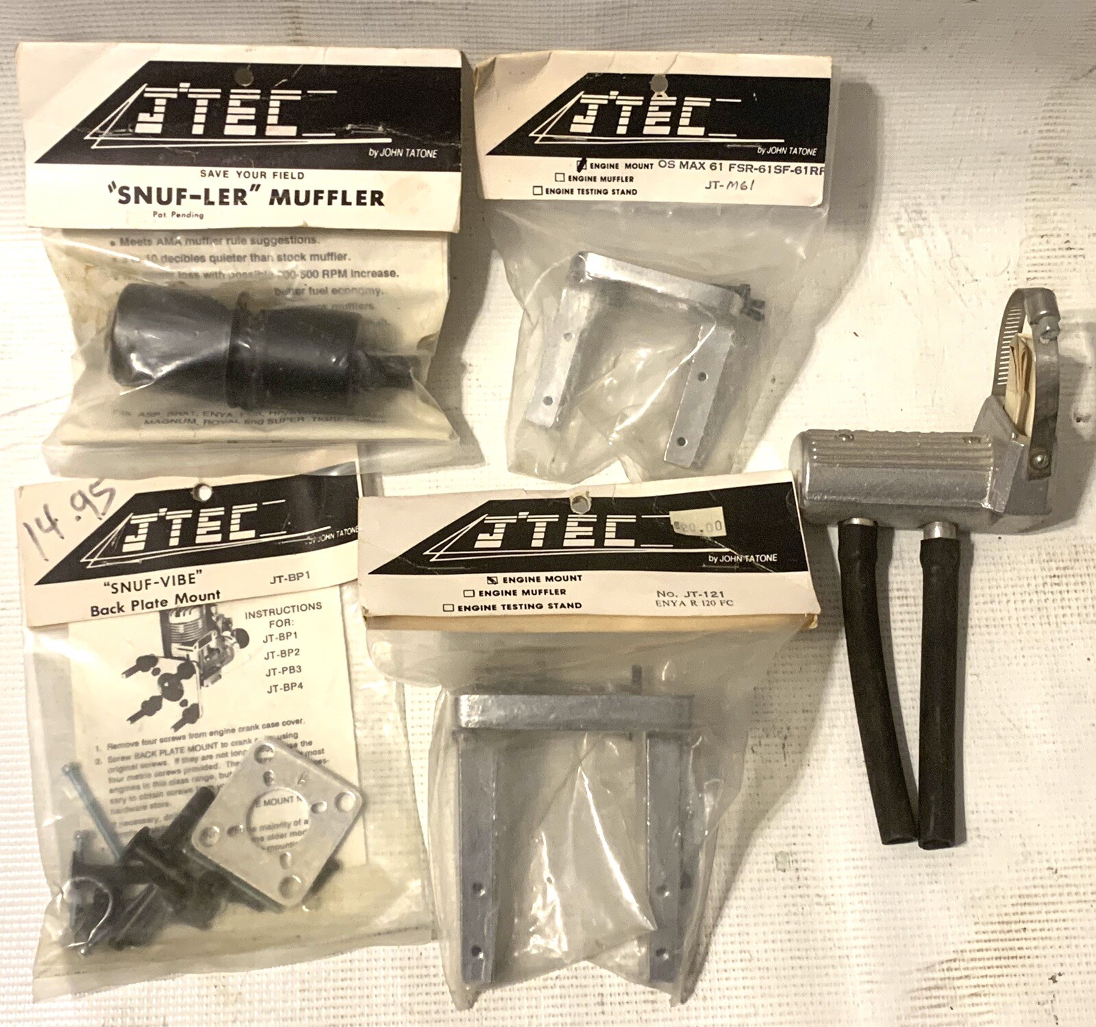 JTEC Muffler Motor Mount Lot Snuffler PITTS John Tatone Vintage Rc