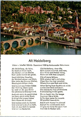 Aerial view of Old Heidelberg, Germany Poem by Viktor V. Scheffel Postcard