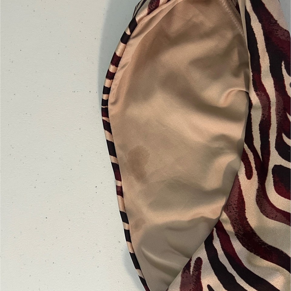 Bossa Nossa Animal Print Deep Plunge Cheeky One Piece Swimsuit Size