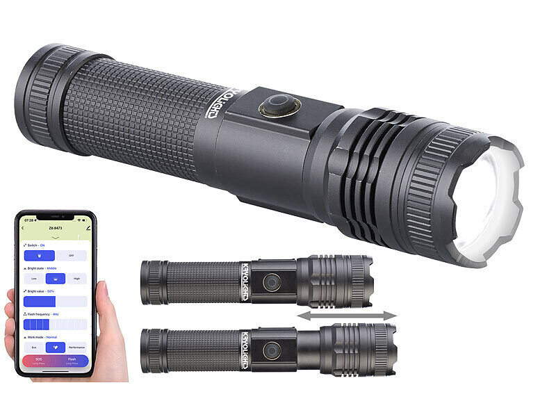 Lampe de poche connectée 800 lm KryoLights anti-panne de courant avec SOS