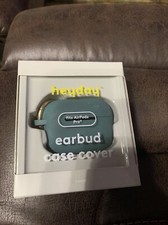 Heyday Rain Teal Blue Apple Airpods Pro Silicone Case with Gold Keyring Clip