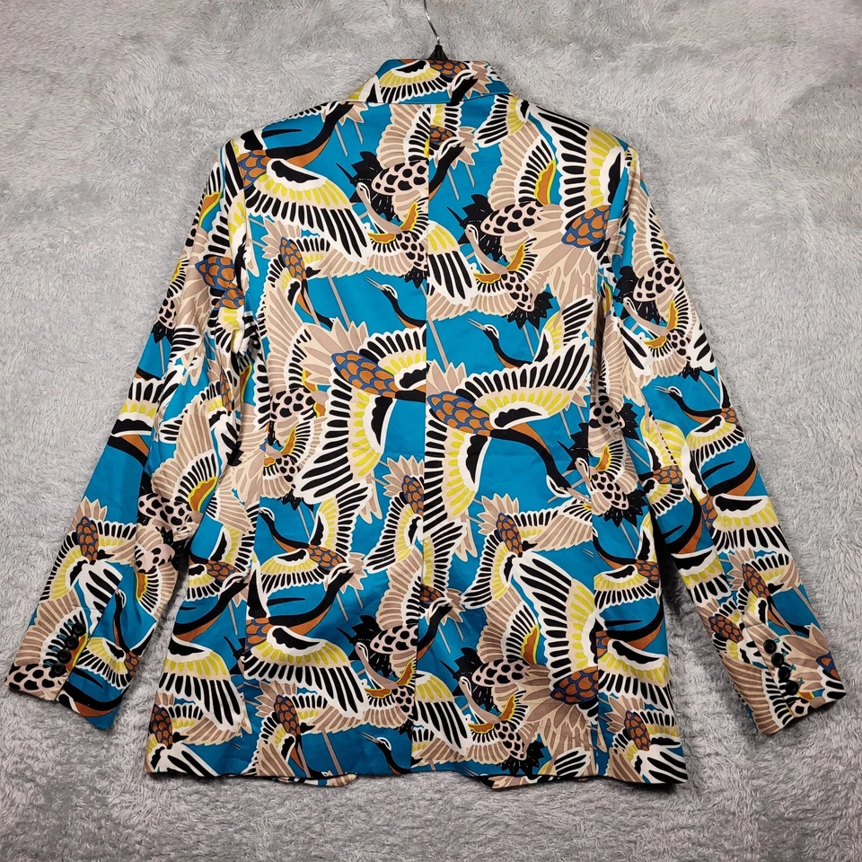 Terea By Andrea Pitter Blazer женщин маленький синий журавль печать новый с Ярлыками - Изображение 4 из 4