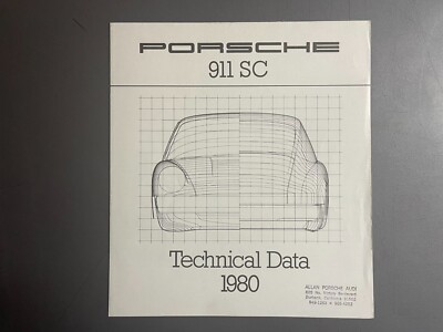1980 Porsche 911 SC Technical Data Showroom Sales Folder Brochure - RARE!! L@@K