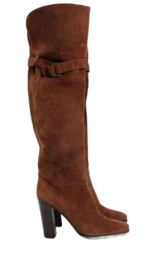 Sergio Rossi Women Size  US 7.5 Narrow, Brown Over Knee Pull On Boots NWOT - Picture 1 of 19