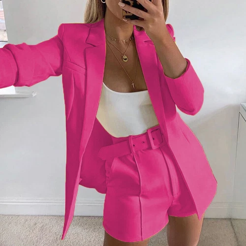 Ladies Formal Co-ord Jacket Coat+Shorts Work OL Blazer Suits Outfit 2025 New - Picture 3 of 24