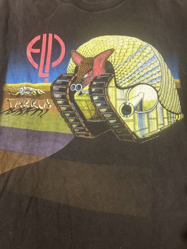 Vintage Emerson Lake & Palmer ELP Tarkus World Tour T Shirt Size L Black 90’s - Picture 3 of 4