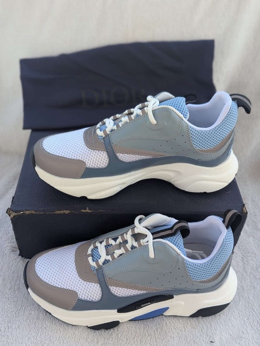 Size 8 Men's Dior B22 Reflective Grey/Blue Lace Up Leather