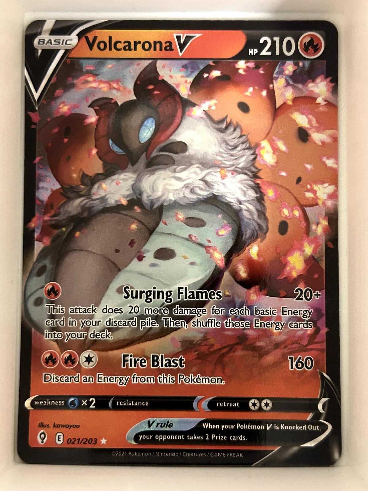 Volcarona V 021/203 Holo V Rare Evolving Skies Pokemon NM