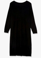 The Drop Women's Suki Rib Midi V-Back Sweater Dress SMALL Black NWT Solid