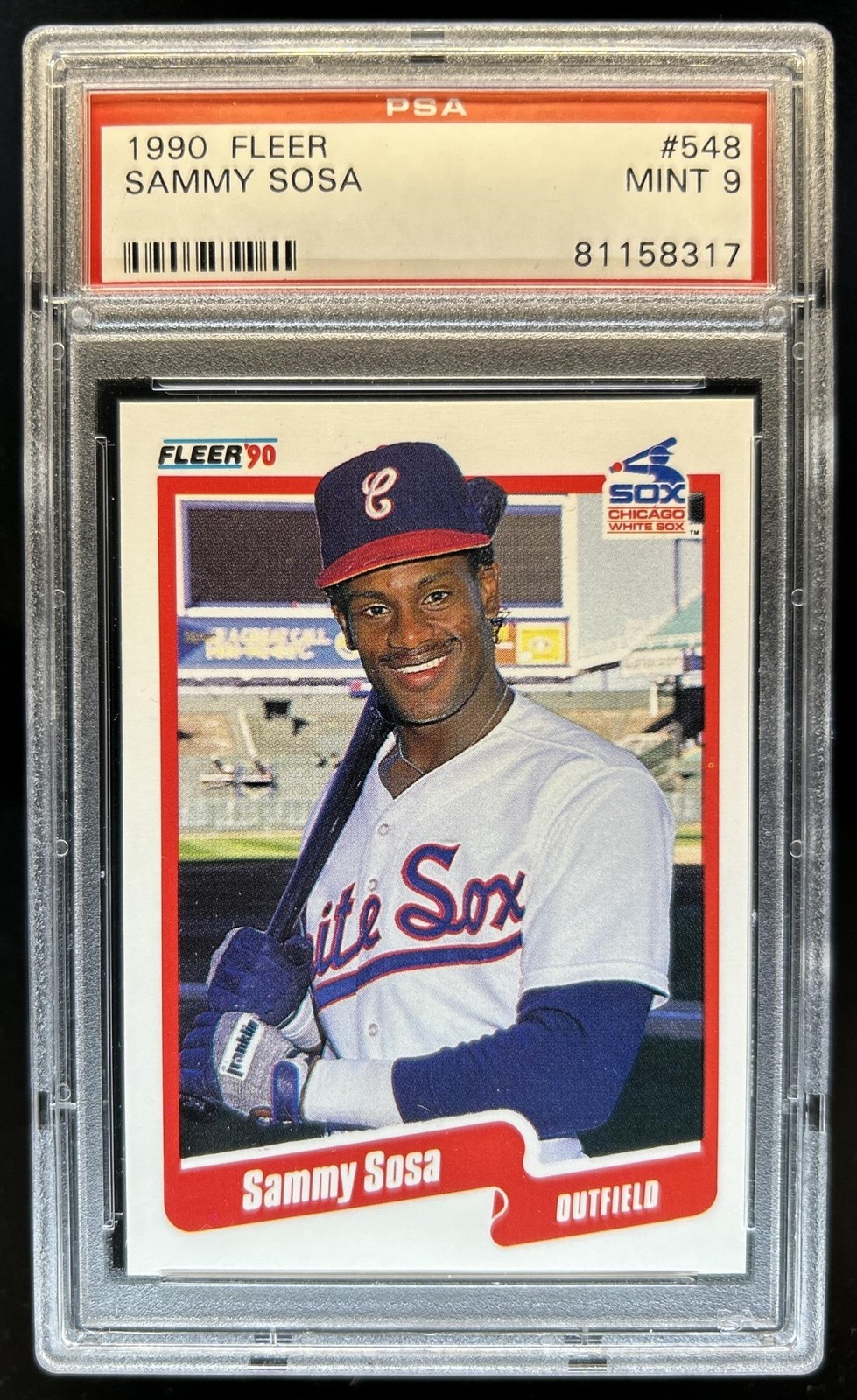 1990 Fleer Sammy Sosa Rookie RC #548 White Sox PSA 9