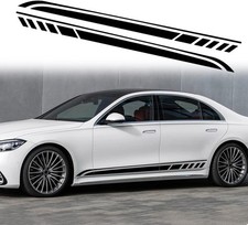 Sports Racing Strip Stickers for Car Body Door Side Stripe Graphic Vinyl-Black