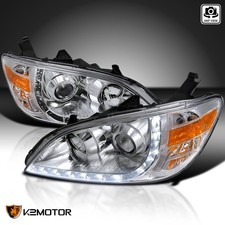 Clear Fits 2004-2005 Honda Civic Replacement Led Strip Projector Headlights Pair