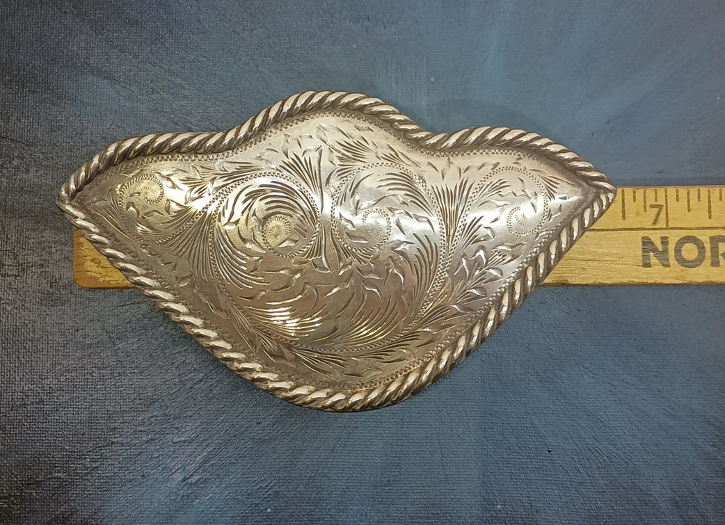 (2) Jalisco 925 Sterling Silver Western Saddle Corner Plates Floral Engraved