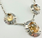 Carl Quintana Sterling Silber Citrin? Topas? Edelstein Halskette mit 3 Anhänger 925