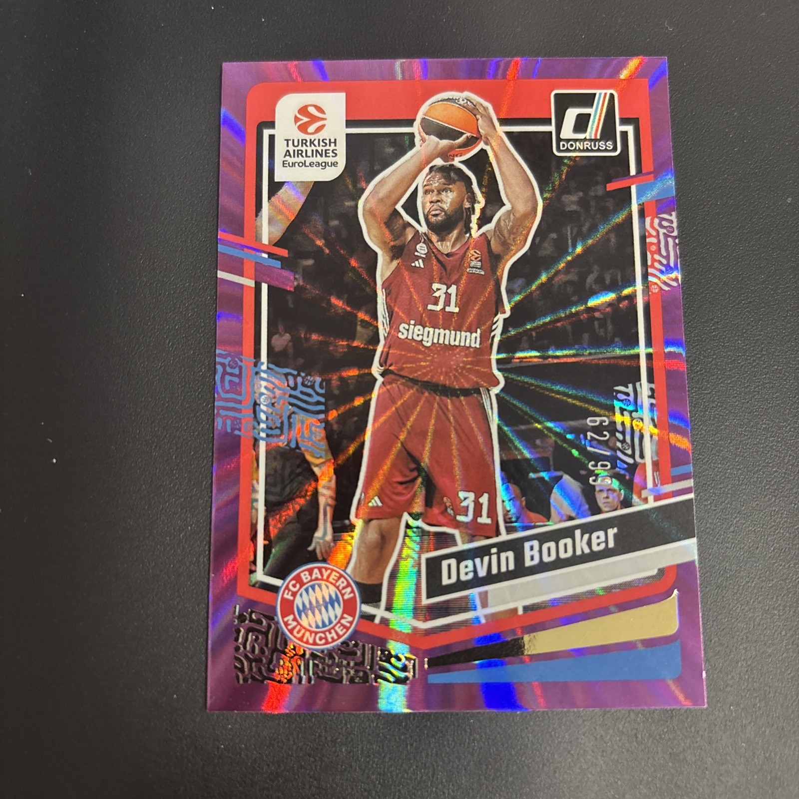 2023-24 Panini Donruss EuroLeague - Devin Booker #38 Purple Laser /99 (RC)