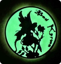 Geocoin Good / Bad Karma Black Nickel PINK  Glow-in-the-Dark Adoptable