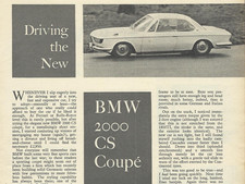 BMW 2000 CS COUPE original 1966 UK magazine article feature cutting