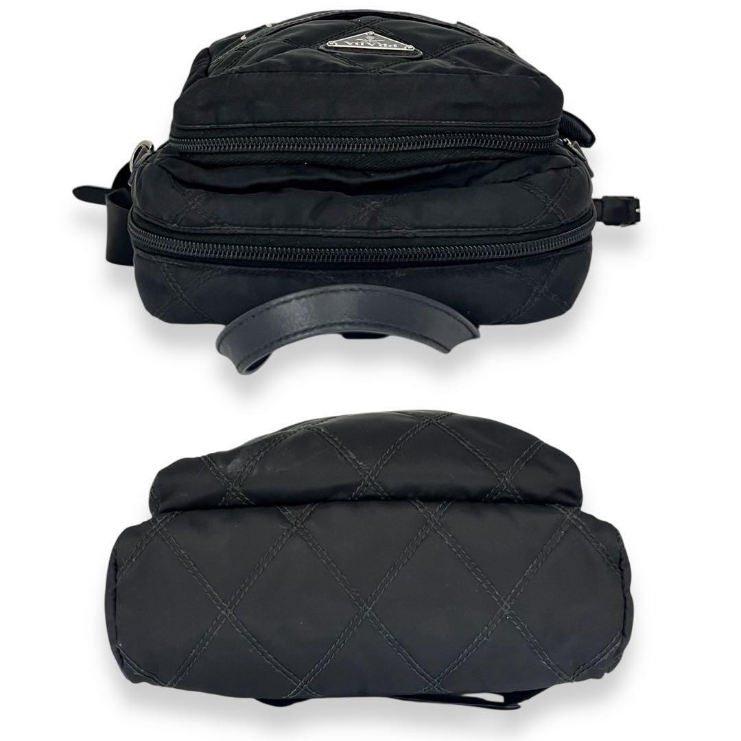 Condition PRADA Triangle Plate Nylon Leather Backpack Black 903 from japan thumbnail 3