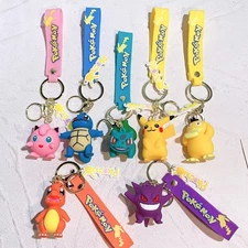 Pokemon Pikachu Cartoon Anime Cute Kawaii PVC Keychain Keyring Free Gift Bag