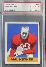 FB - 1948 Leaf - #14 - Mal Kutner Black Name on Front - PSA 6 - EX-MT Cardinals