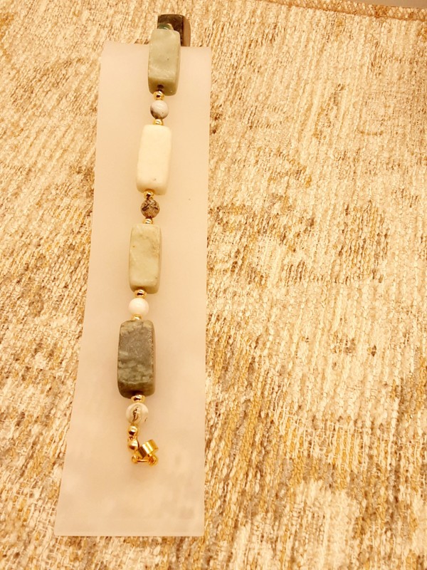 Serpentine And Agate Bracelet