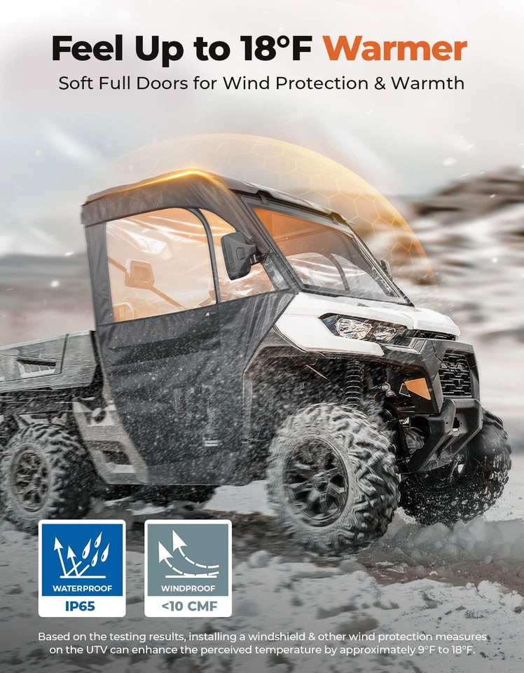 KEMIMOTO Soft Doors Cab Enclosure for 17-26 Can-Am Defender HD 7/8/9/10 2 Doors - Image 2 of 4