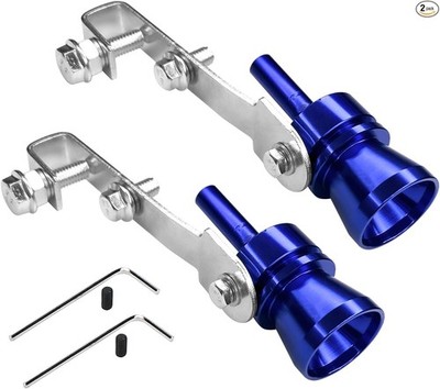 2PCS Exhaust Whistle, Loud Sound Booster Exhaust Muffler Pipe Alum Color: Blue