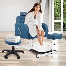 No Plumbing Pedicure Chair for Nail Tech with Foot Massage Basin&Hydraulic Stool