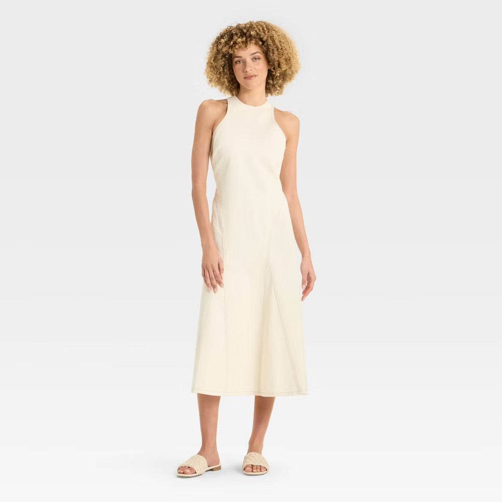 maxi future collective denim dress Women's Racerback Denim Midi A-Line Dress