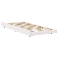 Trundle Bed Frame White Solid Pine Wood 100 x 200 cm Single Space-Saving