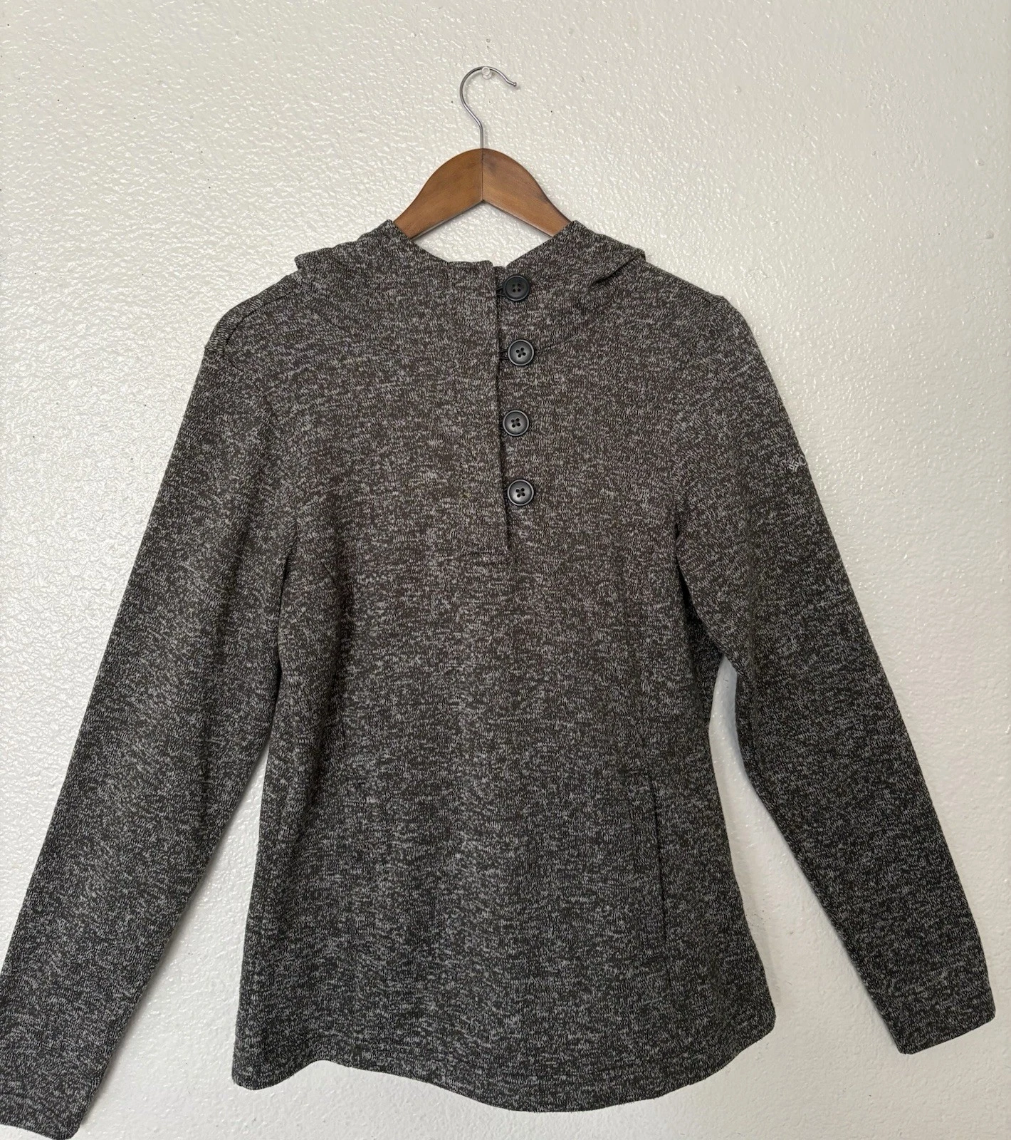 Columbia Womens Size M Charcoal Gray 1/4 Button Pullover Hoodie Sweater