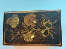 Antique Arts and Crafts Pyrography Floral Box,  Hand Decorated, Lovely Patina
