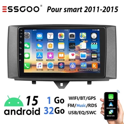 Pour Smart Fortwo 451 2011-2015 4+64G Android 15 Autoradio Apple Carplay GPS SWC - Photo 1/4