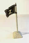 Original Marx Zorro Z Metal Waving Flag with Plastic Pole and Base Vintage