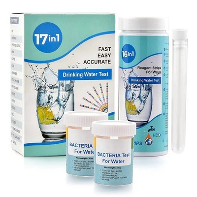 Comprehensive Water Testing 17 in 1 Kit with 100 Strips and 2 Bottles for Home