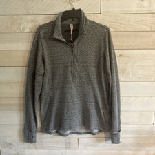Lululemon Gray White 1/4 Zip Lightweight Womens Pullover Size 12 Fast Shipping