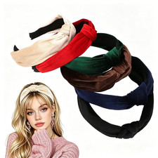 6PCS Knotted Headbands for Women Fashion Wide Velvet Headbands Adults Girls