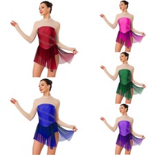 Womens Bodysuit Ballet Dress Sparkly Leotard Color Block Dancewear Contemporary