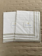 Matouk Allegro Pair King Shams Silver 600 TC Cotton Percale 21x36 MSRP 248 NWT