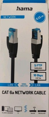 Hama Network Cat6a Patchkabel Netzwerk S/FTP 10Gbps 0,25m Schwarz