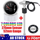 2" 52mm Fuel Level Gauge+275mm Fuel Level Sensor Sender Unit for Boat Car Truck